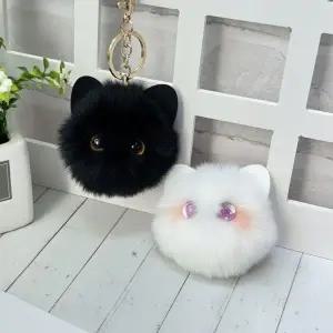 [하프클럽/]볼터치 고양이 키링 차량용 에어팟 가방고리 폼폼 미니 키홀더