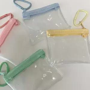 [하프클럽/]PVC 미니 키링 투명 카라비너 파스텔 파우치 4종
