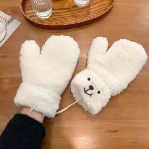 [하프클럽/]곰돌이 벙어리장갑 겨울장갑 방한장갑 핑거리스 겨울선물 털장