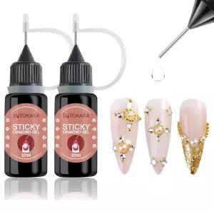 수카 2pcs 0ml 네일 초강력 접착 젤 3D 아트 매력 보석 다이아몬드 크리스탈 비즈 홈 매니 용품 경화 필요