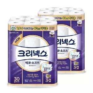 크리넥스 데코 소프트 3겹 화장지 40m x 30롤 x 2