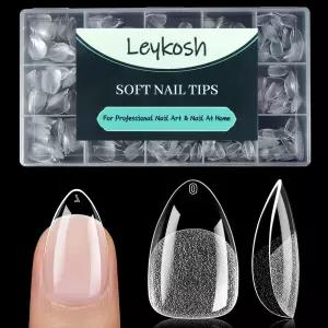짧은 아몬드 네일 팁 5 사이즈 240 PCS 클리어 릴 소프트 젤 풀 커버 프리 셰이프 매트 롱래스팅 프레스