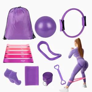 여성용 DSUMD 13개 필라테스 에센셜 키트 9.8인치 볼 매직 서클 액세서리 포함 가정용 운동기구 세트 토닝