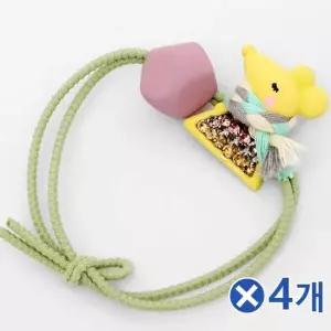 오너클랜 TBZ 큐빅포인트 목도리 쥐 머리끈 옐로우x4개 헤어고무줄 기본머리끈 포니테일머리끈