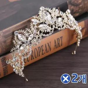 오너클랜 TBZ 셀프웨딩 크리스탈 티아라 장식-로사x2개 티아라왕관 셀프웨딩소품 생일머리띠
