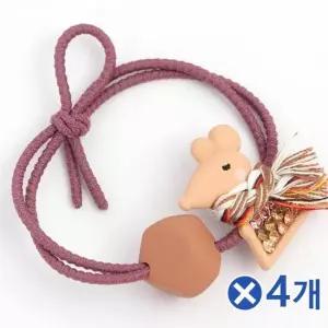오너클랜 TBZ 큐빅포인트 목도리 쥐 머리끈 라이트브라운x4개 헤어고무줄 짱짱한머리끈