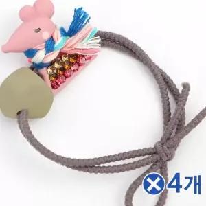 오너클랜 TBZ 큐빅포인트 목도리 쥐 머리끈 핑크x4개 헤어머리끈 고무줄 고무줄머리끈 똥머리밴드