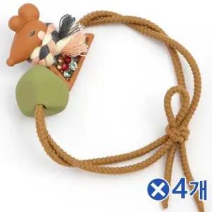 오너클랜 TBZ 큐빅포인트 목도리 쥐 머리끈 다크브라운x4개 고무줄 똥머리끈 포니테일머리끈