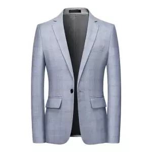남친 남성 캐주얼 정장 재킷 싱글 비즈니스 체크 원버튼 코트 BE5
