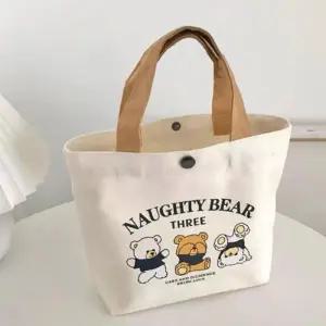 [라일리] Rly 곰돌이 캔버스 미니 토트백 손가방 캔버스 가방