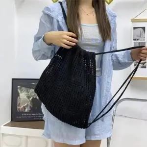 [하프클럽/]네트 짜임 드로스트링 스트랩 수납 비치룩 데일리 숄더백 6SS