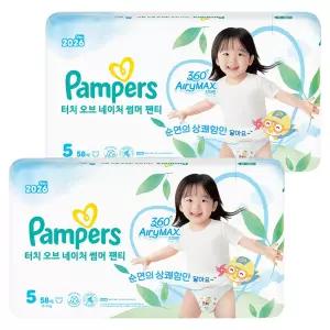 팸퍼스 2026 아기 베이비 터치 오브 네이처 썸머 팬티형 기저귀 남여공용 116매 5단계