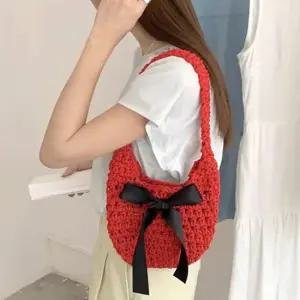 여성 리본 소프트 니트백 1P 데일리 미니 숄더 손가방 여자숄더백 여자캐주얼가방