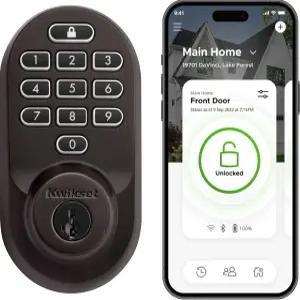 Kwikset Halo Wi-Fi 스마트 잠금 키리스 엔트리 도어 데드볼트 지오펜스 자동 해제 AAA 등급 인증 허브