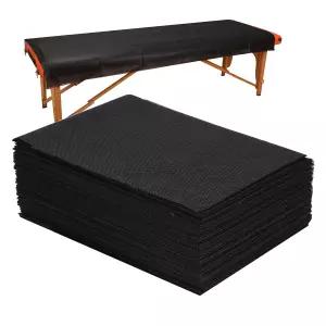 20개의 PCS 두꺼운 마사지 테이블 시트 세트 일회용 SPA 침대 부직포 래시 커버 31인치 X 70인치 블랙