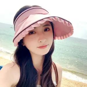 프릴리즈 크로스백 썬캡 와이드 챙 모자 핑크 여름