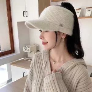 여성 방한 니트 썬캡 모자 데일리