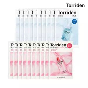 [SET] 토리든 다이브인 히알루론산 마스크 27ml 10매 + 셀메이징 저분자 콜라겐 모공 탄력 마스크 10매