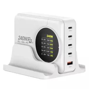 UM2 GAN2-LCD240W-PD3.1 5포트 PD PPS 초고속 멀티 충전기 최대 240W 접지코드