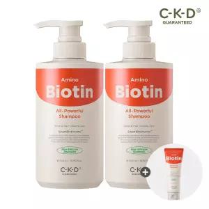CKD 아미노비오틴 올파워풀 샴푸 500ml 2개+트리트먼트 150ml 증정 / 탈모 증상 완화 기능성 + 뿌리 볼륨 케어