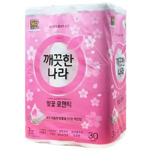 깨끗한나라 허브가든 벚꽃 프리미엄 3겹 화장지 27m 30롤 1팩 (30롤)