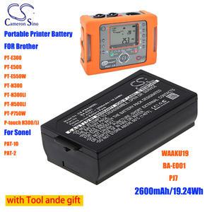 브라더 PT-E300 PT-E500 PT-E550W PT-H300 PT-H300LI PT-P750W 휴대용 프린터 2600mAh 배터리 BA-E001 Son