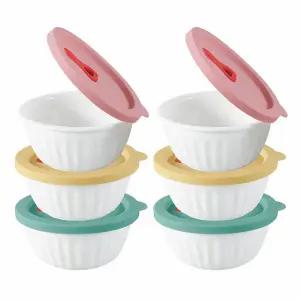 비시몬 도자기 밥용기 세트 300ml 6P 선물용 전자렌지 냉동밥 보관용기