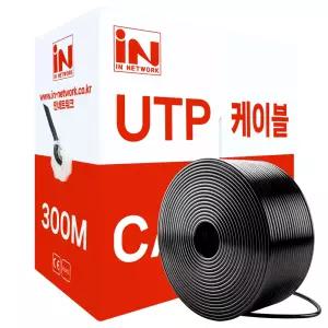 인네트워크 옥외용 싱글자켓 피복 CAT.6 UTP 제작용 랜케이블 300M 블랙 IN-6UOD300SJ