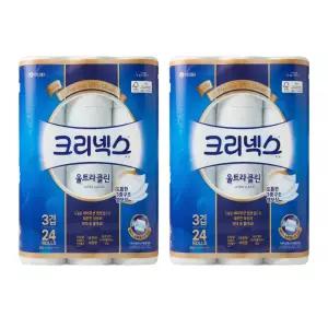 크리넥스 울트라클린 화이트 3겹 화장지 25m 24롤, 2팩