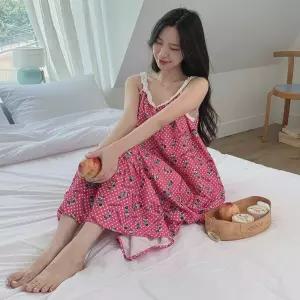 디즈니 도트 미니 원피스잠옷 미키 마우스 나시 프릴 핑크 학생 청소년 빅사이즈 파자마