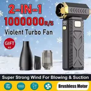 2026년형 100만rpm 터보 제트 블로워 초강력 에어 블로워 진공청소기 2in1 먼지 제거기 USB 충전식 65ms 강