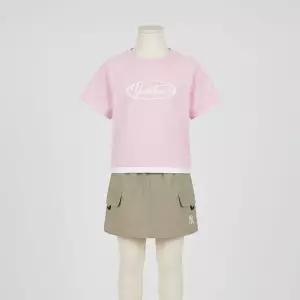 MLB 키즈 아웃도어 베이직 치마바지 티셔츠세트(여아) 뉴욕양키스 L.PINK 7FS1B0