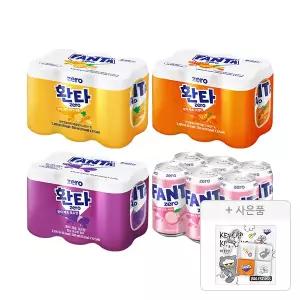 환타 제로 파인 350ml+제로 오렌지 350ml+제로 포도 350ml+제로 상큼피치 350ml 각 6개 (총 24개)+증정(조앤프렌즈 키캡키링, 1개)
