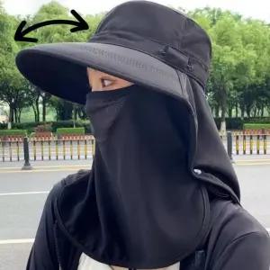 자외선차단 마스크 일체형 올커버 넓은챙 썬캡 등산 해변 밭일 농사일모자 햇빛차단