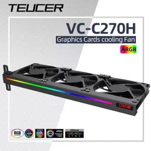 Teucer ARGB GPU 비디오 카드 쿨러 라디에이터 키트 PCI 그래픽 동반자 90mm 3 팬 12V 핀 플러그 9015