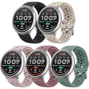 Amazfit 액티브 2 / 3 프리미엄 스퀘어 5팩 20mm 소프트 실리콘 교체 스포츠 스트랩 GTS 4 GTR 미니 Bip Pro U Pro와 호환되는 Koazon Watch 밴드