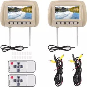 헤드레스트 DVD 플레이어 2개 화면 2pcs 유니버설 7인치 HD 차량 비디오 LCD 컨트롤 MP5 디스플레이 브라운