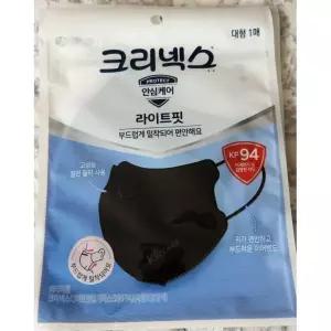 크리넥스 KF94 라이트핏 새부리형 국내생산 마스크 블랙 대형 1P, 40개