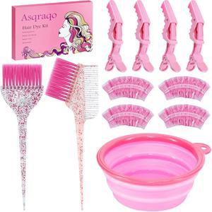 Asqraqo 11pcs 헤어 컬러링 키트 DIY 믹싱 전문 살롱 도구 클립 볼 염색 브러시 이어머프 포함 탈색 및 염색에 Perfect