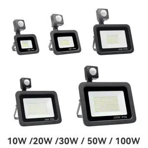 LED 투광등 PIR 동작 감지 방수 야외 벽등 LED 스포트라이트 100W 50W 30W 20W 10W 정원 가로등