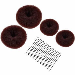 모글스 헤어 번 메이커 헤어 링 스타일 10개의 블랙 바비 핀이 포함된 4Pcs 도넛 번 메이커