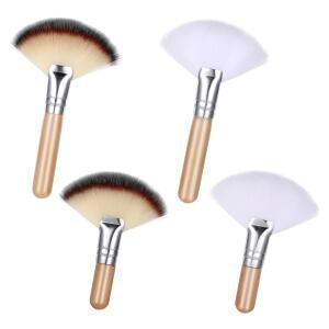 4 PCS 페이셜 브러시 에스테틱 페이셜용 마스크 브러시 페이셜용 플러피 팬 브러시 긴 손잡이와 짧은 손잡이가 있는 페이스 메이크업 브러시 루즈 파우더 블러셔