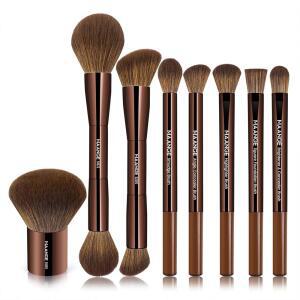 MAANGE 8 PCS 메이크업 브러시 세트 혼합용 리퀴드 파우더 컨실러 아이섀도 블러셔 세트브라운