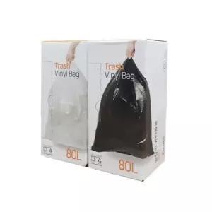 (힘찬)다용도 분리배출 비닐 쓰레기봉투 유백 검정80L(50매) 재활용봉지 수거 마트 배접 일회용 조임끈