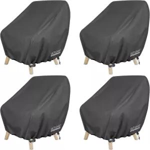 UltCOVER 방수 파티오 의자 커버 야외 라운지 딥 시트 싱글 잔디 4팩 최대 28W x 30D 32H 인치 블랙