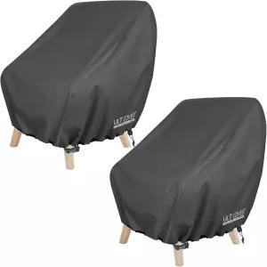 UltCOVER 방수 파티오 의자 커버 야외 라운지 딥 시트 싱글 잔디 2팩 최대 28W x 30D 32H 인치 블랙