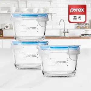 코렐 파이렉스 원형 유리 이유식용기 165ml 3p세트유아식 계량 눈금 내열 보관 글라스 아기그릇 눈금컵 준