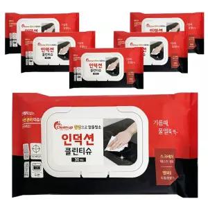 인덕션 클린티슈 30매 x(6개) 주방청소 찌든때 기름제거 기름 가스레인지 오븐크리너 다목적클리너 물제거