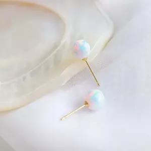 14k 8mm 합성오팔 귀걸이 OPPE0201