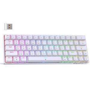 DIERYA DK63 60% 무선 기계식 게이밍 키보드 | 블루투스 / 2.4G 유선 RGB 백라이트 컴팩트 63 키 미니 오피스 레드 스위치 포함 윈도우 노트북 PC 게이머 타이피스트-화이트